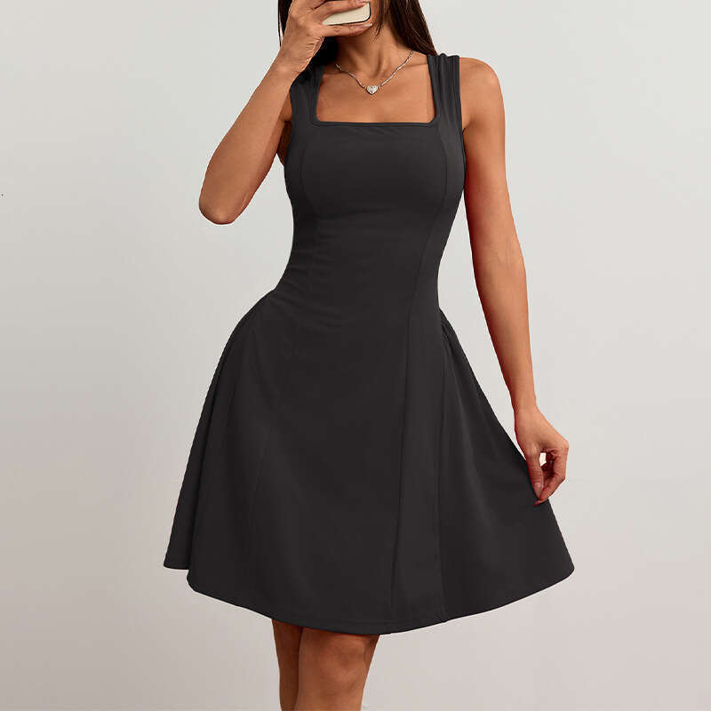 Hot-Selling Cross-Border Women's Fashion 2025 Summer New European and American Slim Fit Backless Sleeveless Tank Dress