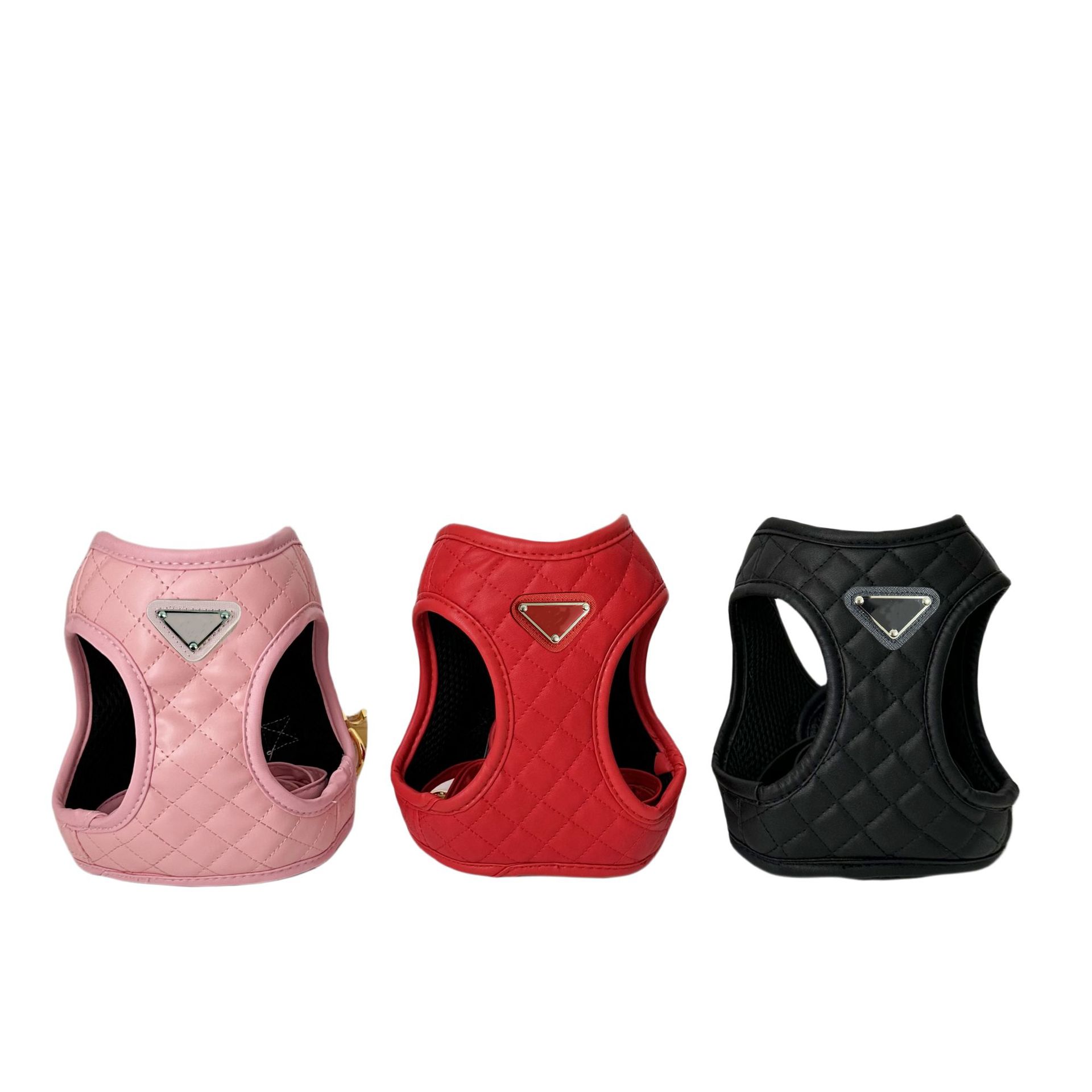 Designer Leather Harness No Escape Easy Walk Puppy Harnesses Training Walking Step-in Noble Badge Soft Dogs Vest for Small Medium Sized Dog