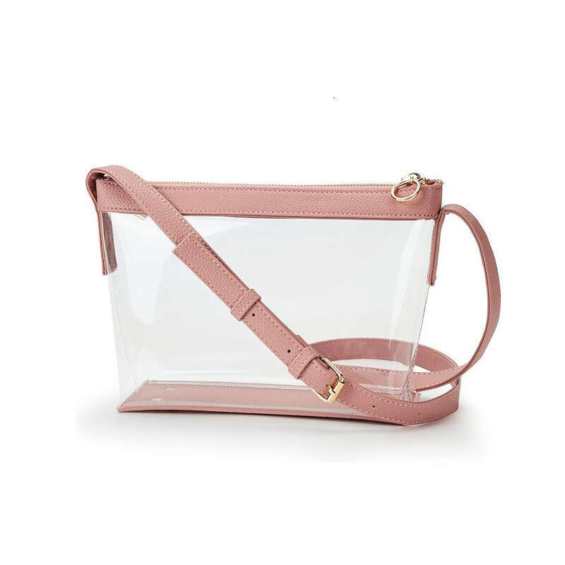 New Crossbody Bag with Zipper, Leather Decorated Sports Transparent Shoulder Bag, Simple Design