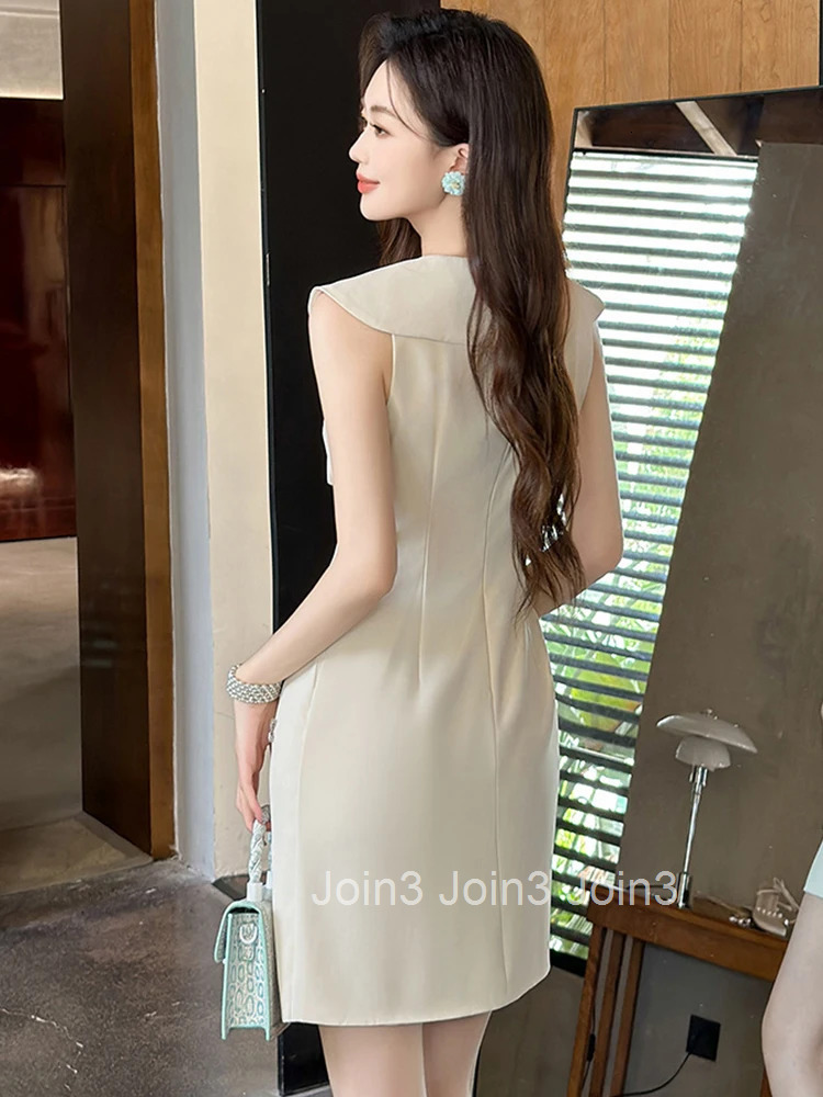 Summer Fashion Lady Sweet Vacation Evening Dress Women Clothes Elegant Luxury Sleeveless Slim A-Line Short Party Prom Vestidos