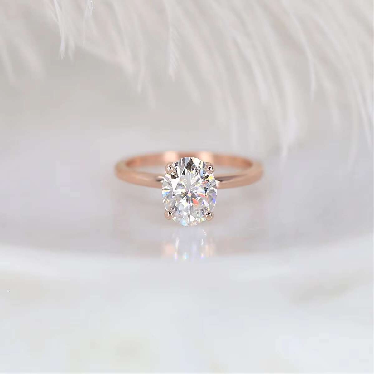 Natural Moissanite Oval Cut White Gemstone With 14k Rose Gold Ring for Women and Girl and Making Jewelry for Her