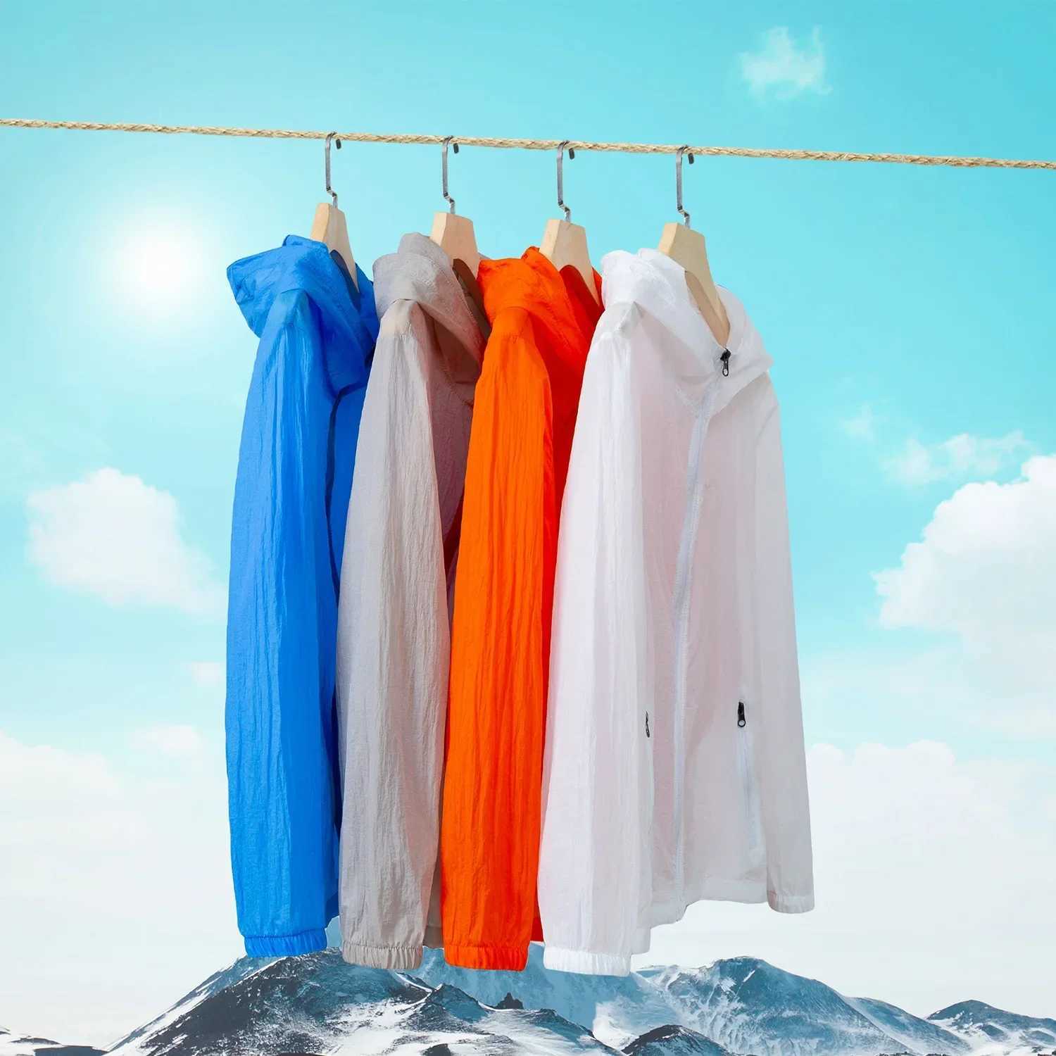 Mens UV Blocking Hooded Jacket Windbreaker Summer Sun Protection Clothing Cut Womens Windbreaker Male Cycling Camping Big Size Coat W250623