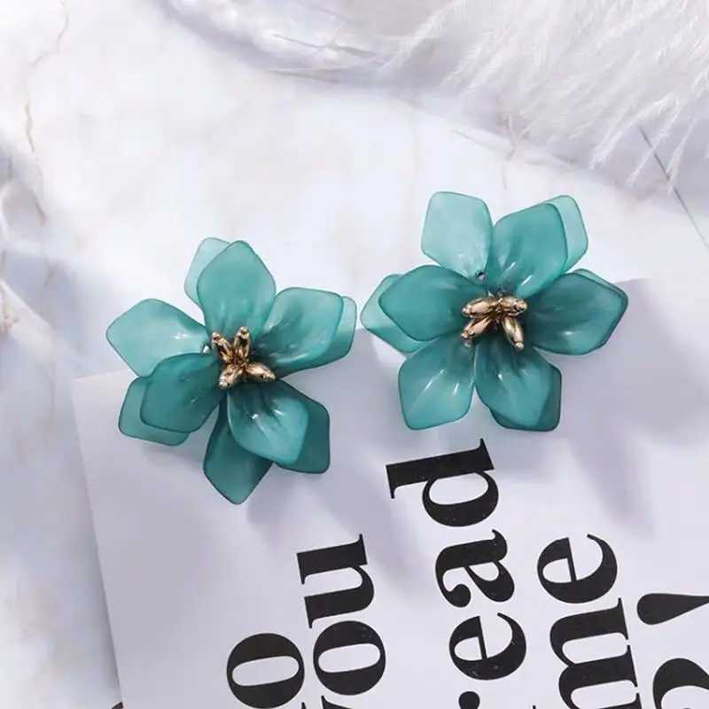 Steel Fun Jewelry Hypeole Flower Earrings for Women Acrylic Big White Orange Green Flower Korean Fashion Holiday Earrings XJ250623