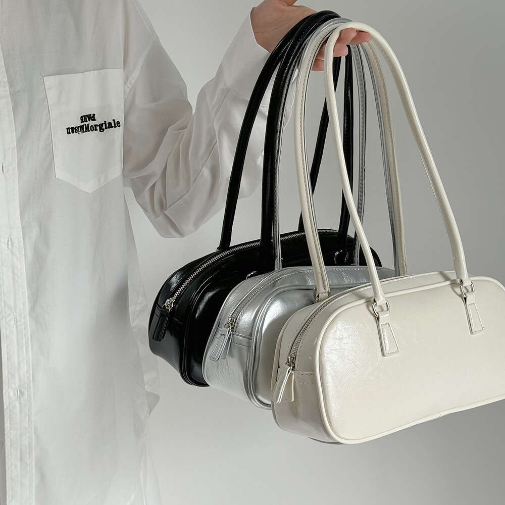 2025 New Handbag Korean Style Niche Shoulder Underarm Trendy Fashion Large Capacity Silver Pillow Bag