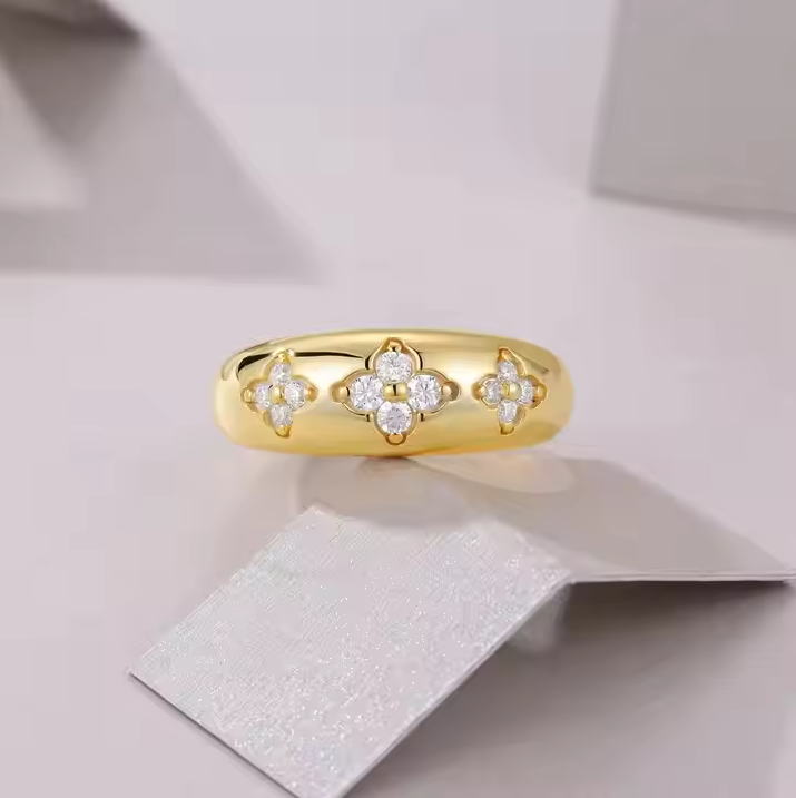 High Quality 925 Sterling Silver Women's Moissanite Ring 18K Plated for Wedding Engagement or Party