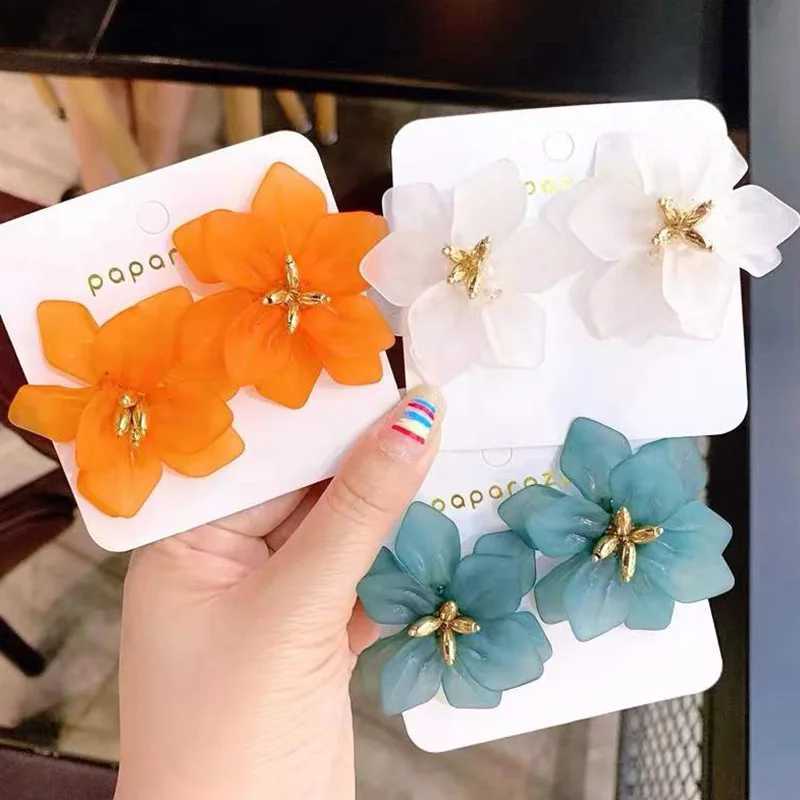 Steel Fun Jewelry Hypeole Flower Earrings for Women Acrylic Big White Orange Green Flower Korean Fashion Holiday Earrings XJ250623