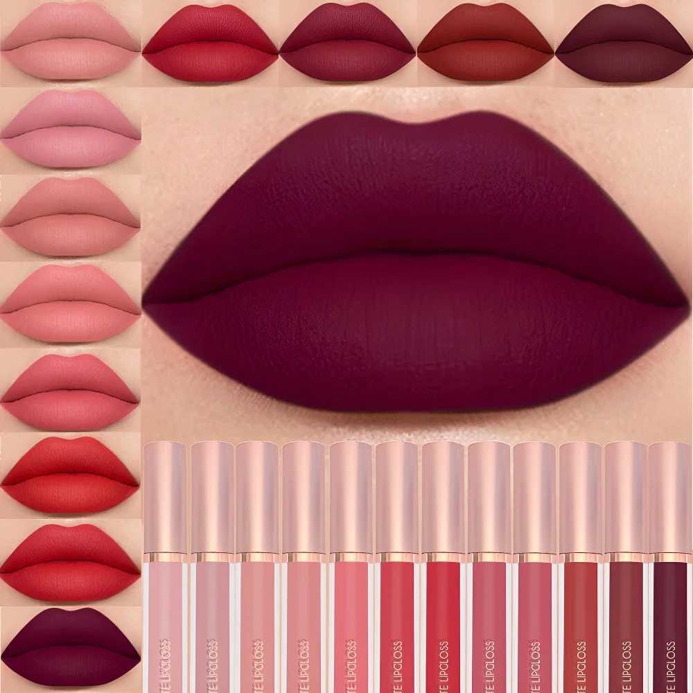Punk Dark Plum 24H Waterproof Matte Velvet Lipgloss Makeup Long-Lasting Non-stick Cup Lip Glaze Nude Liquid Lipstick Cosmetics XJ250623