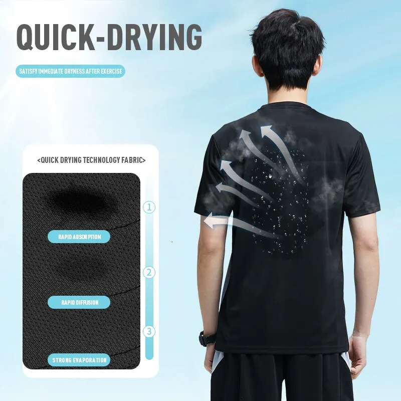 Fitness Clothes MenS Ice Silk Quick-Dry Sportswear Set Summer Short-Sleeved T-Shirt Morning Running Training Room Sh 250617