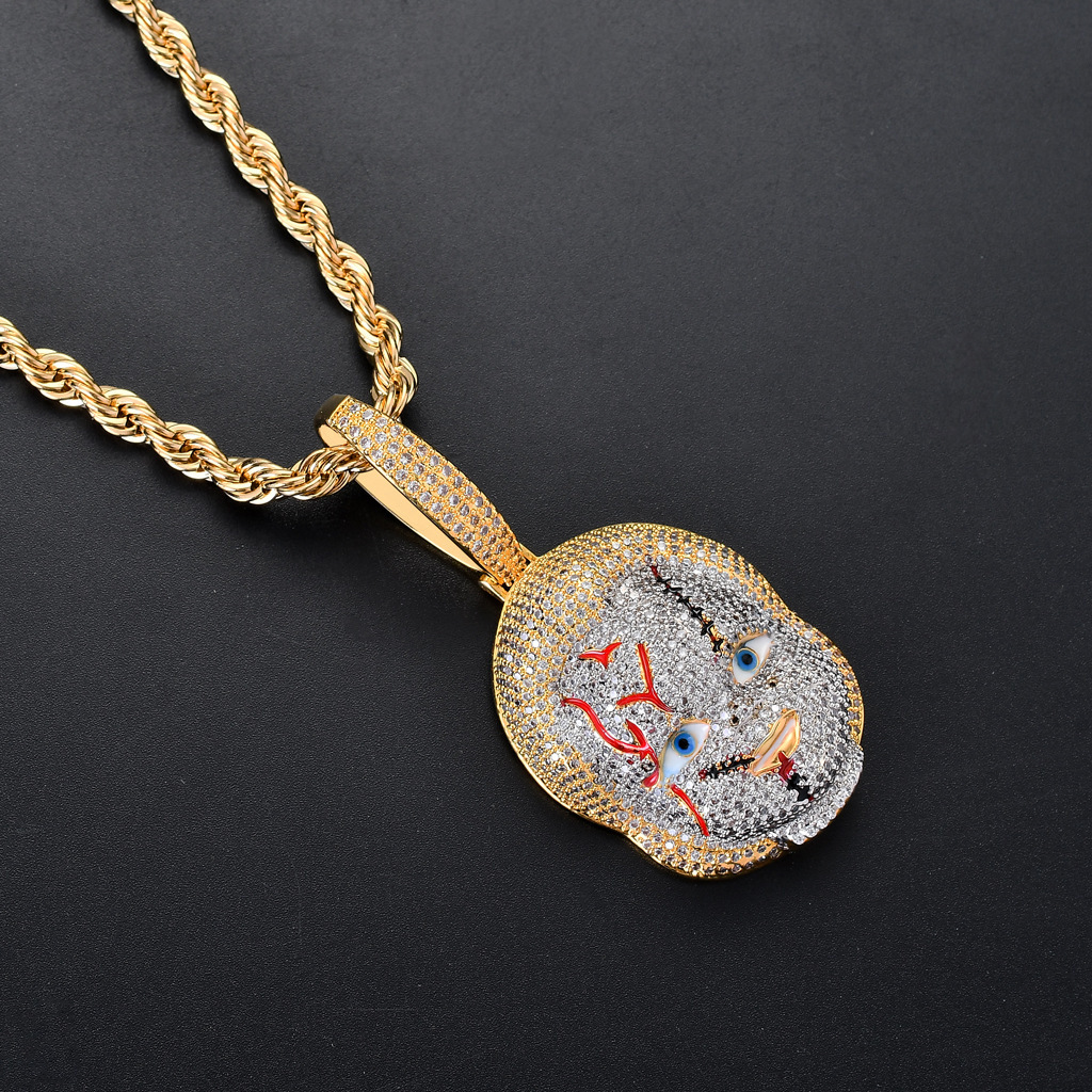 Luxury Moissanite Jewelry New Hip Hop Accessory Horror Movie Chucky Doll Pendant Trendy Iced Out Necklace Pass the diamond tester