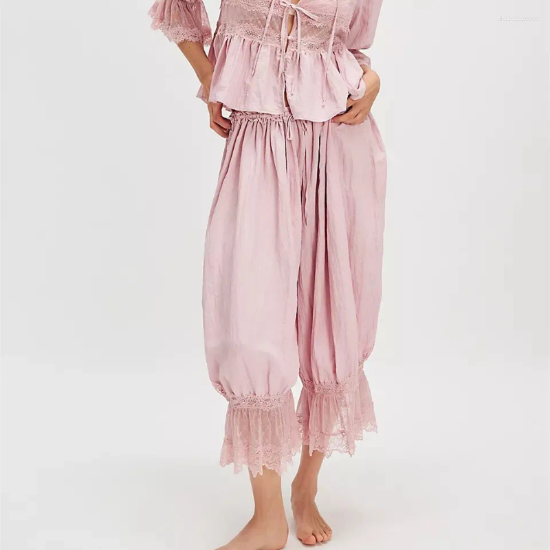 Women's Pants Hirigin Women Ruffle Long Bloomer Y2k Lace Trim Pettipants Pantaloons Mid Rise Cropped Pajama Under Dress Slips
