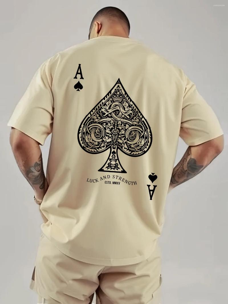 Men's T Shirts Ace Of Spades Poker Print Casual T-Shirt - Soft Polyester Blend Crew Neck Short Sleeves Machine Washable
