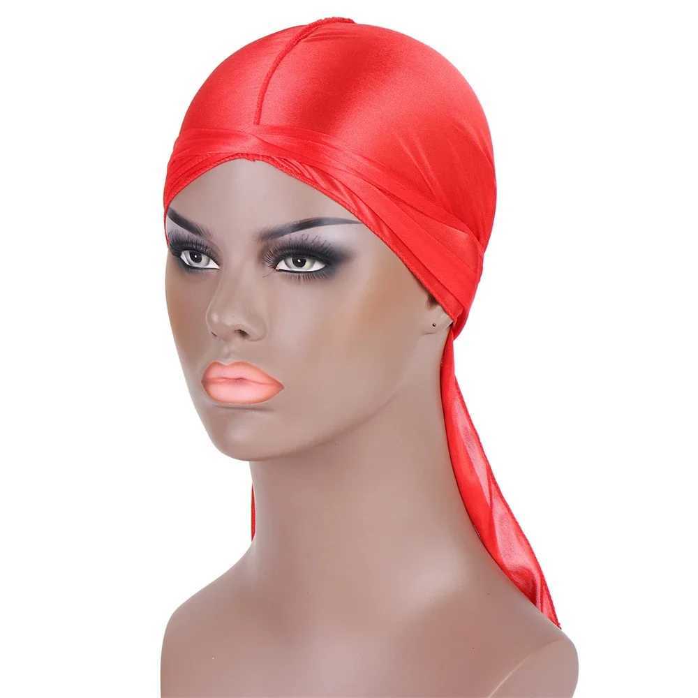 Men Silky Durags Bandana Turban Hat Wigs Doo Unisex Satin Durag Biker Bonnet Headwear Headband Hair Accessories Long Tail Du-Rag M250623