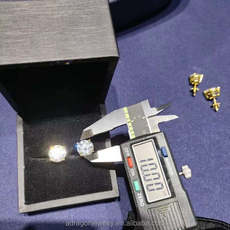 High Quality 925 Sterling Silver Earrings 9mm 10mm 3ct 4 Ct D Color VVS Moissanite Stud Earrings for Men and Women