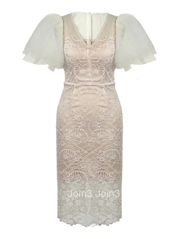 Fashion Summer Evening Long Dress For Women Chic Mesh Sheer Sexy V-Neck Skinny Wrap Hip Midi Party Prom Mujer Vestidos Clothing