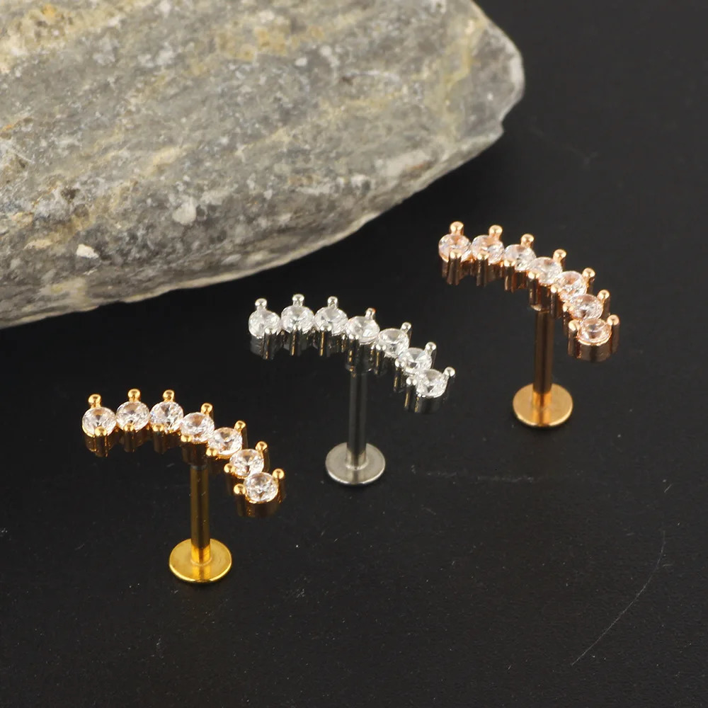 1PCS Butterfly Labret Piercing Lip Stud Cluster Crystal Tragus Earring Flat Cartilage Earrings Zircon Jewelry 250613