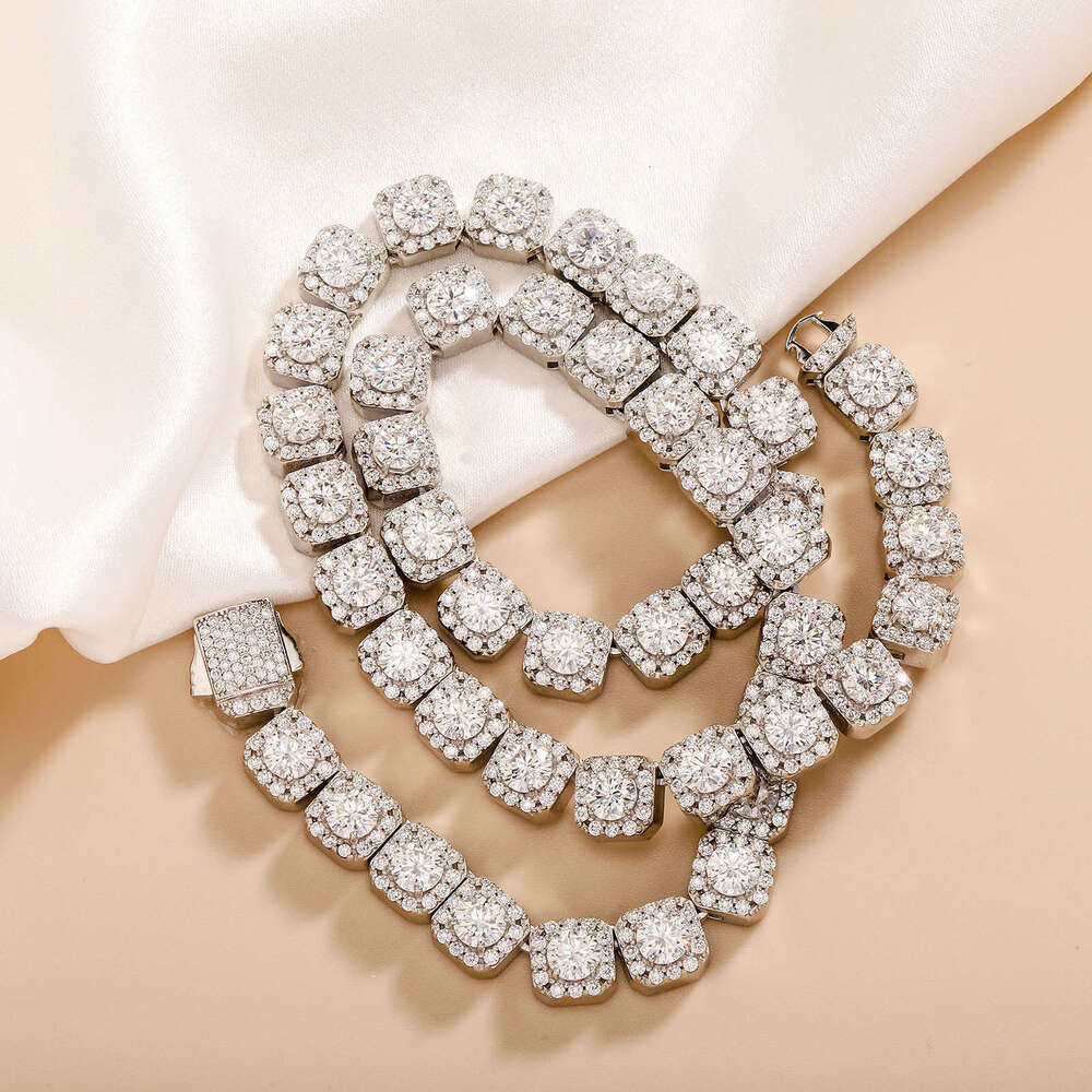 Men's New Necklace Sier Moissanite Rock Candy Bracelet Hip-Hop Rap Accessories Jewelry