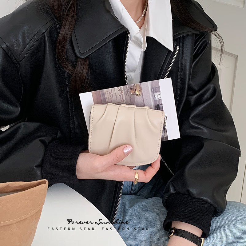 Free Shipping 2025 New Designer Bag Pleated INS New Simple Cute Small Wallet For Women Internet Celebrity Solid Color Versatile Coin Purse WALLET
