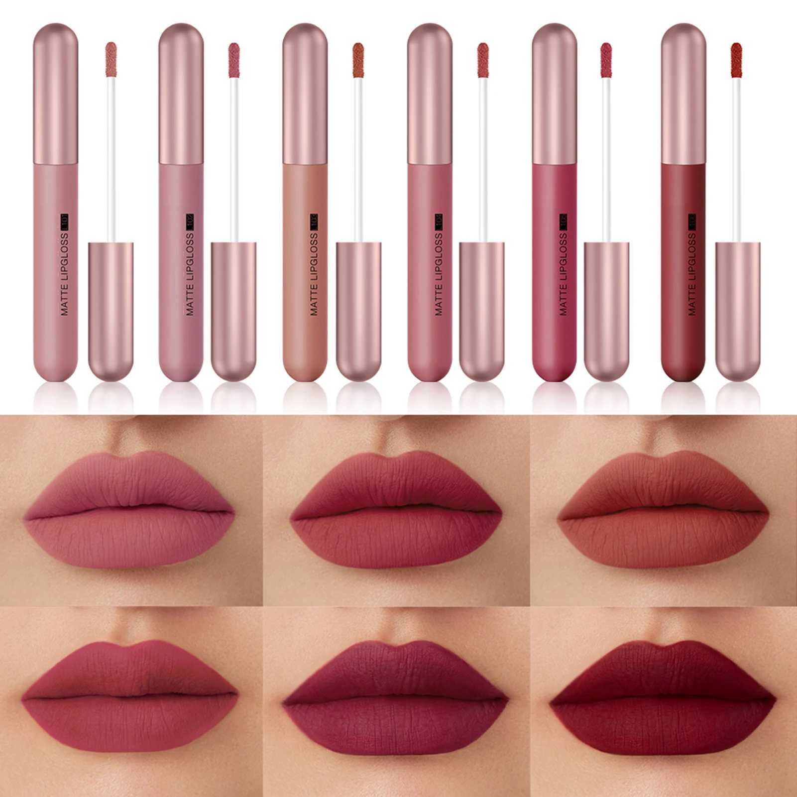 Mini Lipstick Set Waterproof Matte 6 Colors Lipstick Velvet Red Lip Pigment Non-stick Cup Lip Gloss Kit XJ250623