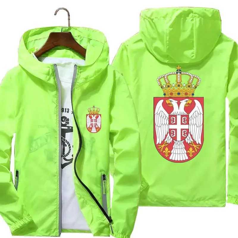 The Coat Of Arms Of Serbia Zipper Men Hooded Male Windbreaker Reflective Coat Hoodies Jacket Unisex Zipper Pilot Unisex Clothing W250623