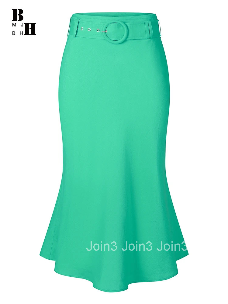 New Plus Size Elegant Formal Commute Cotton Linen Fishtail Skirt Women Mujer Casual Simple Solid High Waist Wrap Hip Midi Skirts