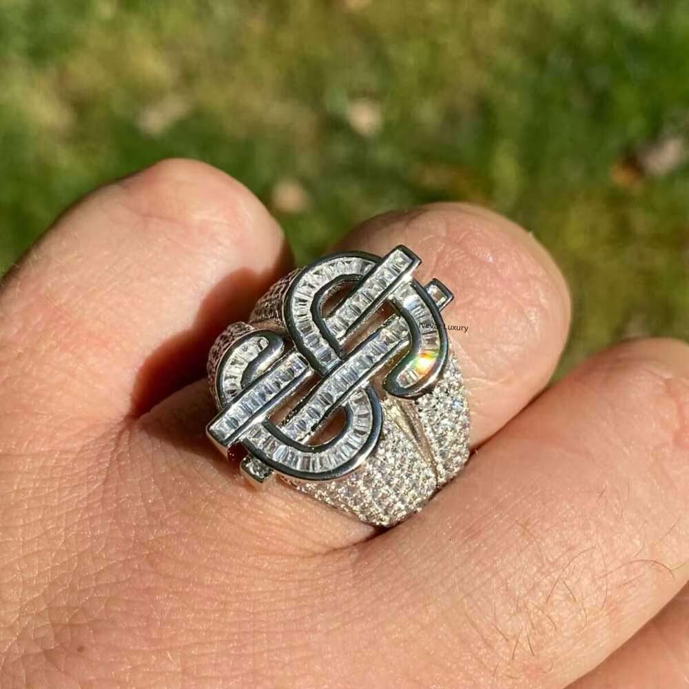 Luxury Iced out Moissanite Diamond Gold Plated 925 Sterling Silver VVS for Wedding or Gift Hip Hop Rings for Men