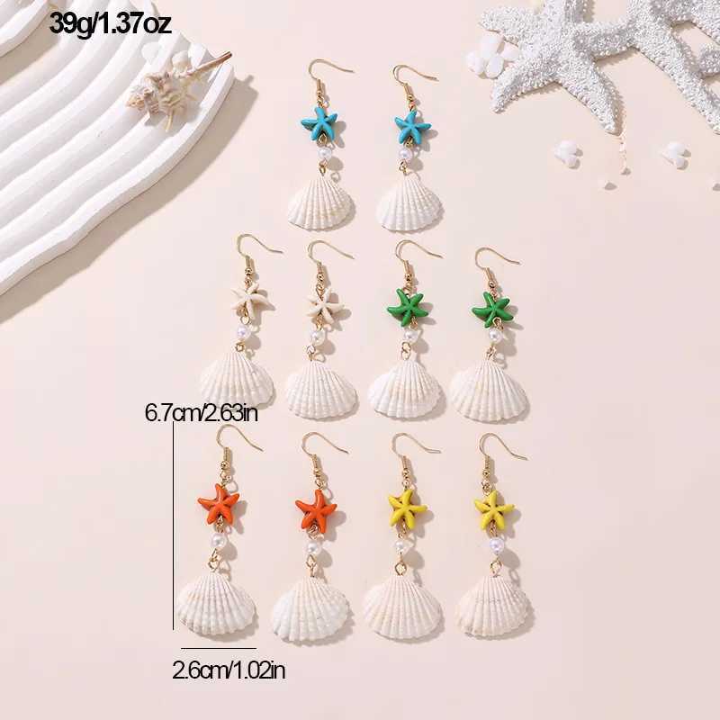 5pairs/set Ocean Style Shell Pearl Drop Starfish Earrings For Women Summer Beach Vacation Fashion Jewelry XJ250623