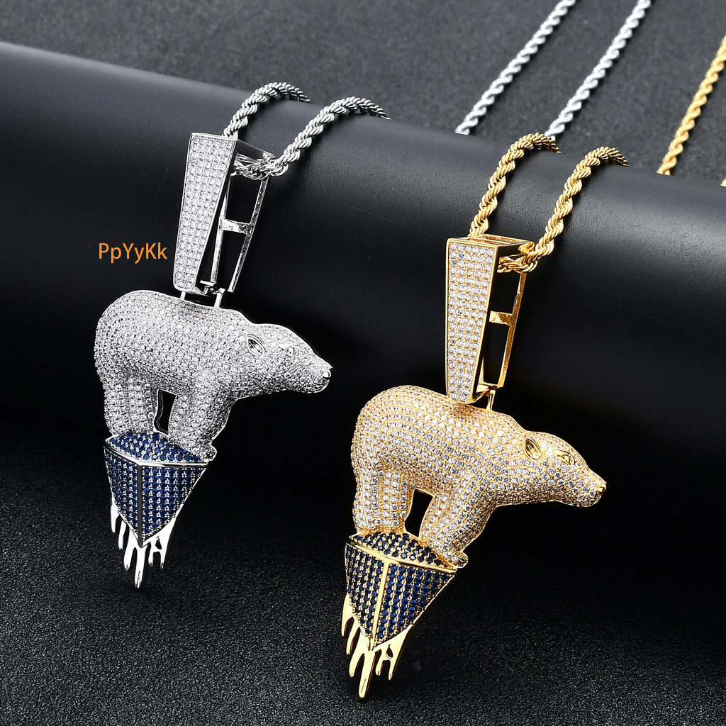 Luxury Moissanite Jewelry New Hip Hop Accessory Glacier Polar Bear Pendant Iced Out Pendant Pass the diamond tester
