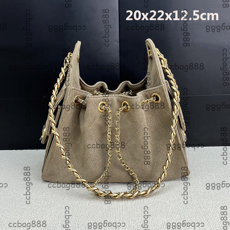 25C Suede Nubuck Rubbed Oil Wax Caviar Leather Calfskin Hobo Shoulder Bag 7 Colors Drawstring Bucket Underarm Shoulder Handbag Mini Small Jumbo Bag 20CM 30CM 40CM
