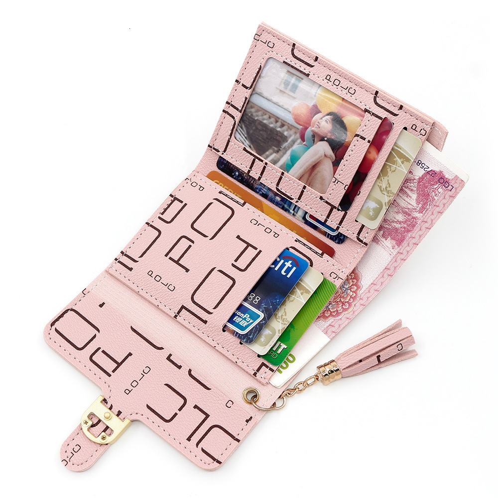 Free Shipping 2025 New Designer Bag Trendy Letter Print Women's Short Wallet Fashion Buckle Small Coin Purse ID Holder Women's Wallet Wholes