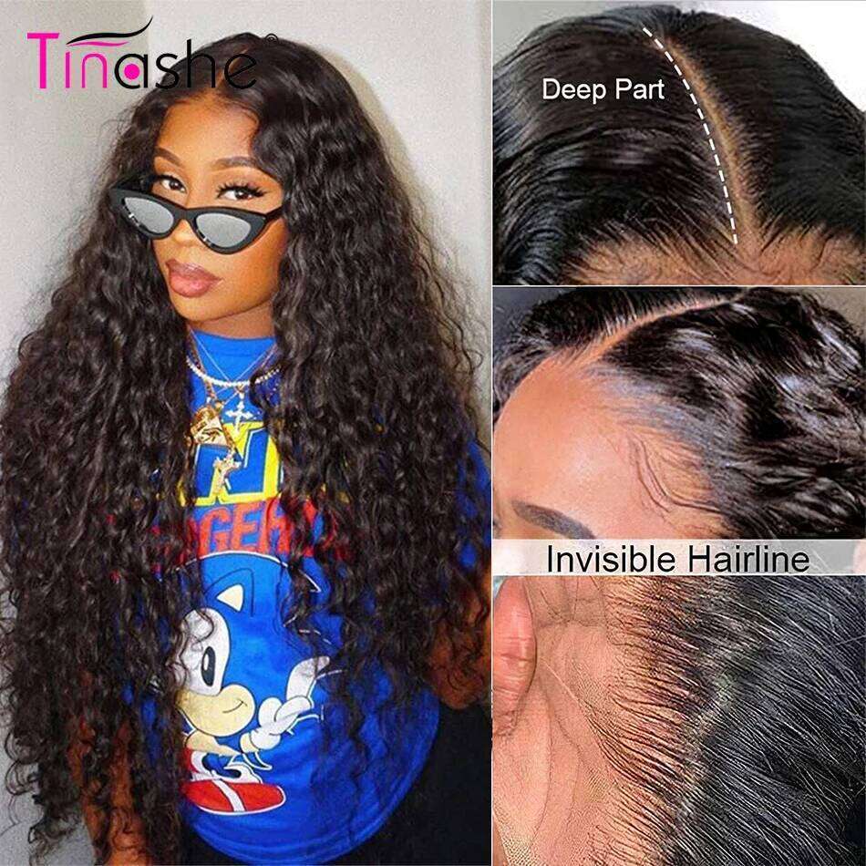 Tinashe Wear&Go Water Wave Glueless Human Hair Wet And Wavy Front 200 250 Density 6x5 Pre Cut HD Lace Closure Wig