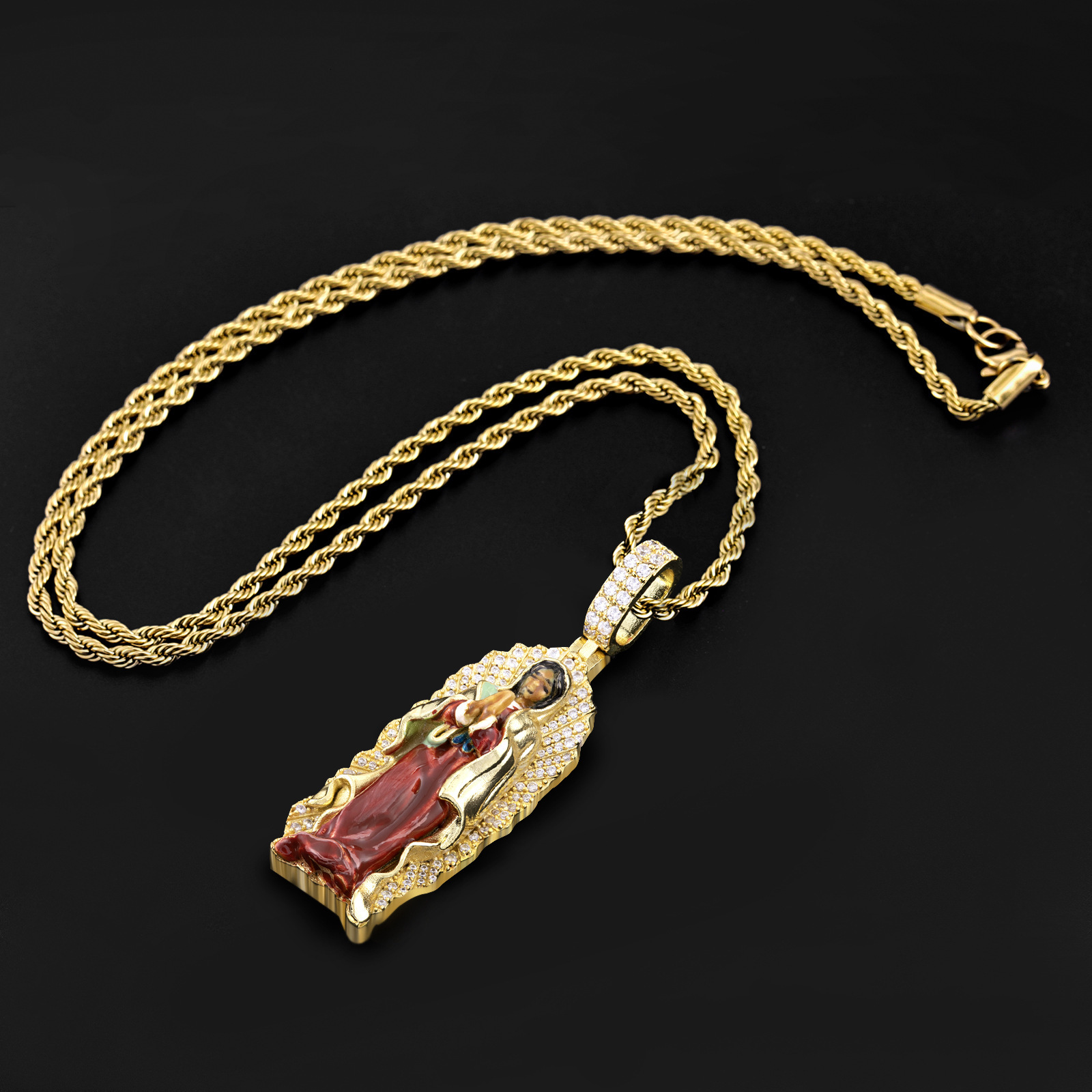 Luxury Hip Hop Punk Portrait Pendant Minimalist Niche Cool Statement Choker Necklace druzy jewelry Pass the diamond tester