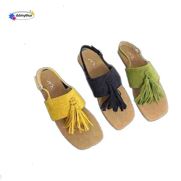 Design Sense Niche Tassel Roman for Women Summer Outdoor Beach Flat Toe Clip Sandals Women's Shoes ddmythur