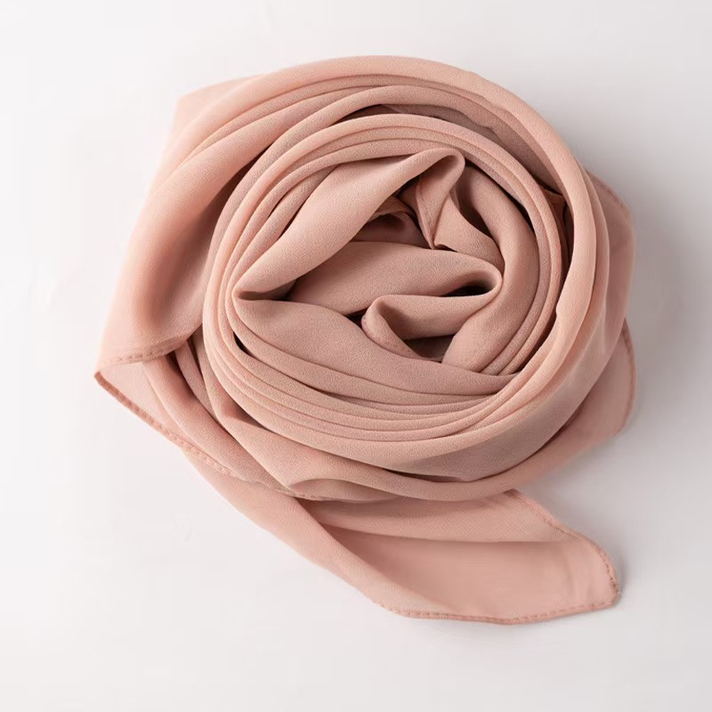 T1040 solid color pearl chiffon square scarf Middle East headscarf Hui scarf Malay headscarf