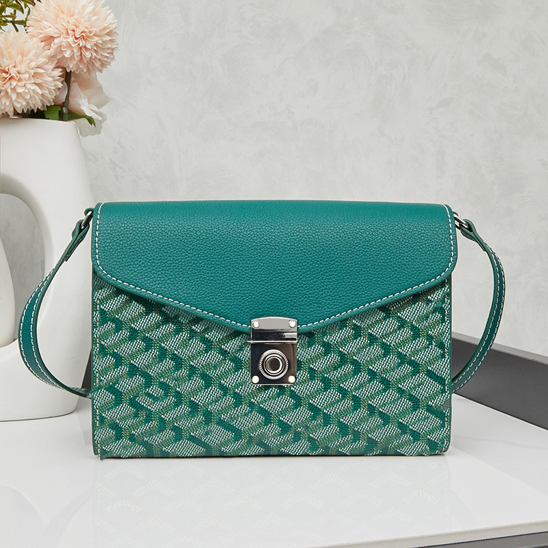 Designer Square Messenger Postman Diamond Lattice Hand Painted Envelope Large Totes Crossbody Bag 22cm Womens Mens Genuine Weekend Shoulder Green Version Bag