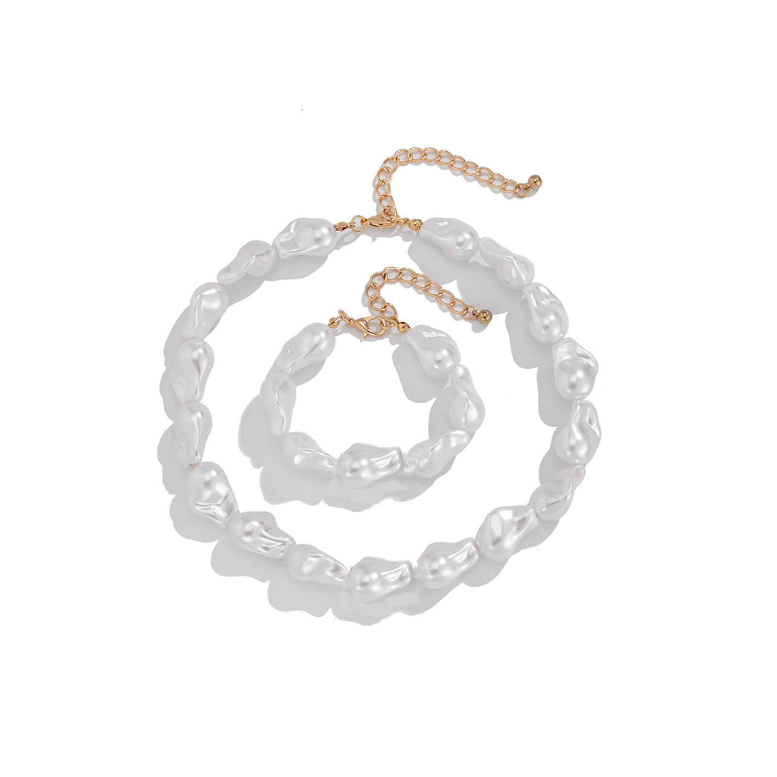 Trendy Irregular Pearl Necklace Bracelet Earring Set Internet Celebrity Female Ins Style Fashion Jewelry Set241115