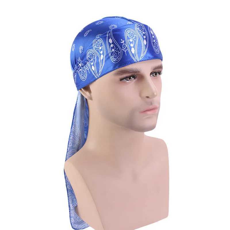 Hair Accessories Silky Durag Bandanas Insect Print Hats For Women Men Long Tail Pirate Hat Waves do doo du rag Turban Headwear M250623