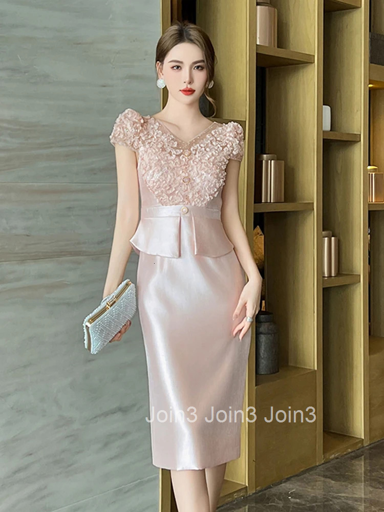 Elegant Luxury Summer Fashion Business Evening Dress Women Clothing Formal Occasion Sweet V-Neck Slim Party Prom Vestidos Fiesta