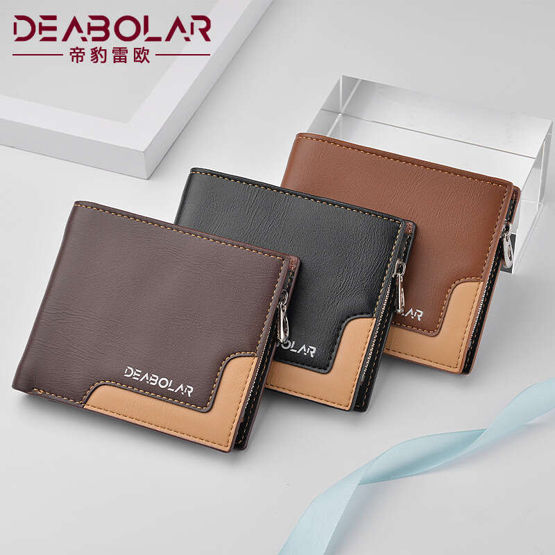 2021 Fashion Men's Personality Soft Leather Wallet Short Style Multi-Card Slot Large Capacity Coin Purse