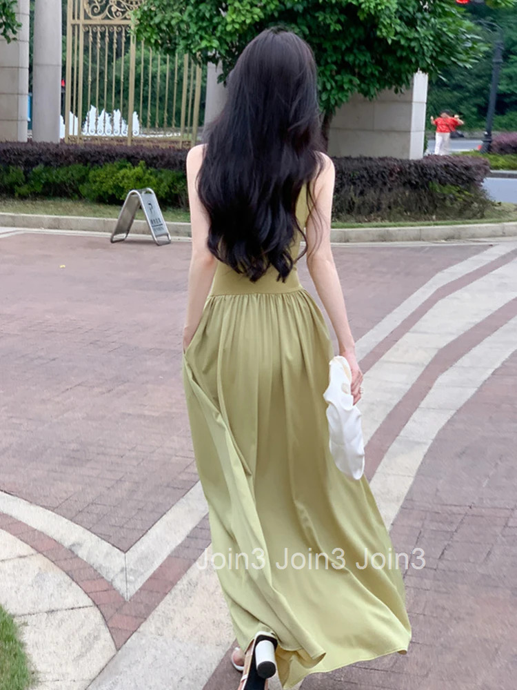 New Fashion Summer Long One Piece A-Line Dress Women Ladies Clothing Casual Strap Sleeveless Slim Maxi Robe Femme Mujer Vestidos