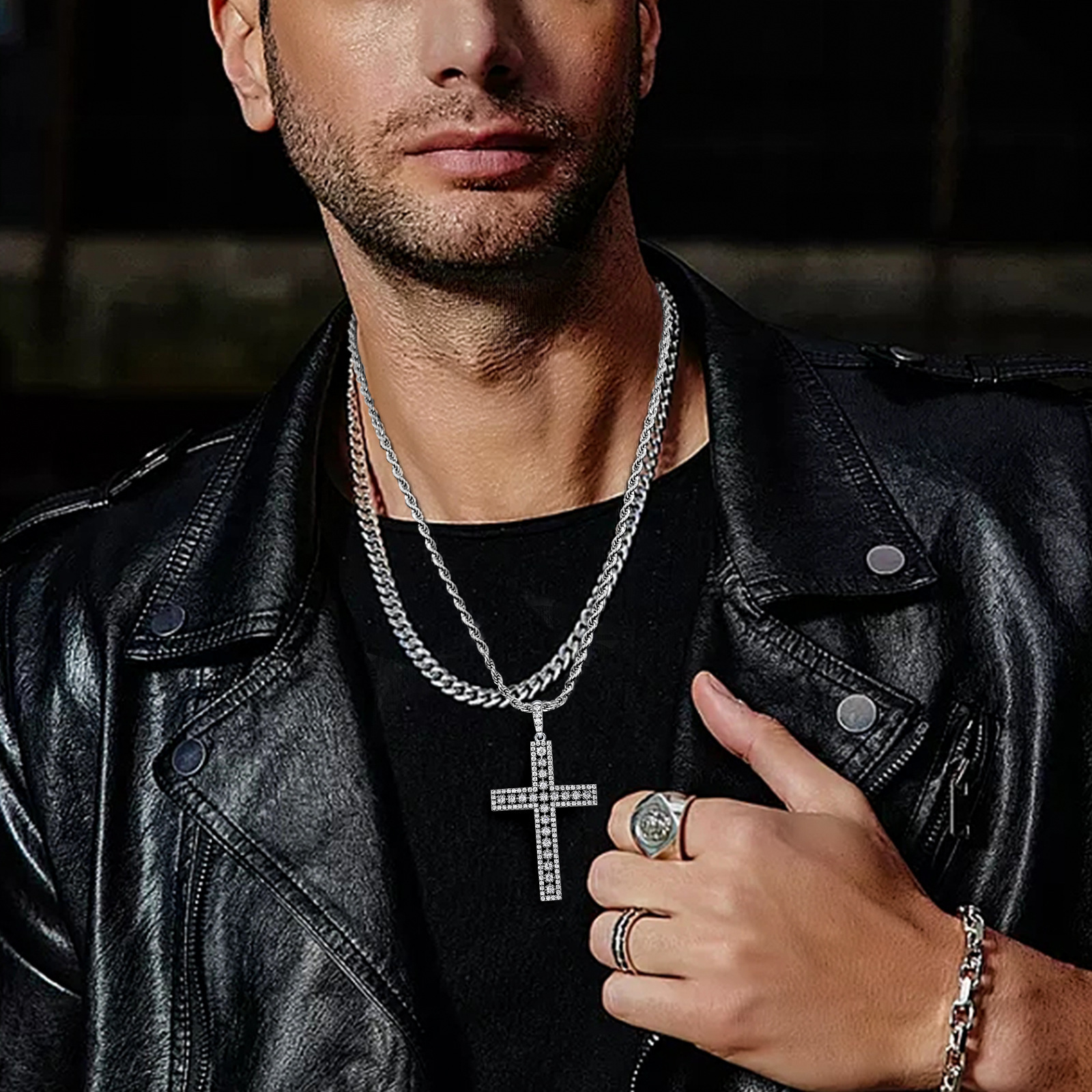 New Arrival Luxury Moissanite Full Iced Out Cross Pendant Hip Hop Necklace Unisex Diamond Inlaid Trendy Statement Jewelry Pass the diamond tester