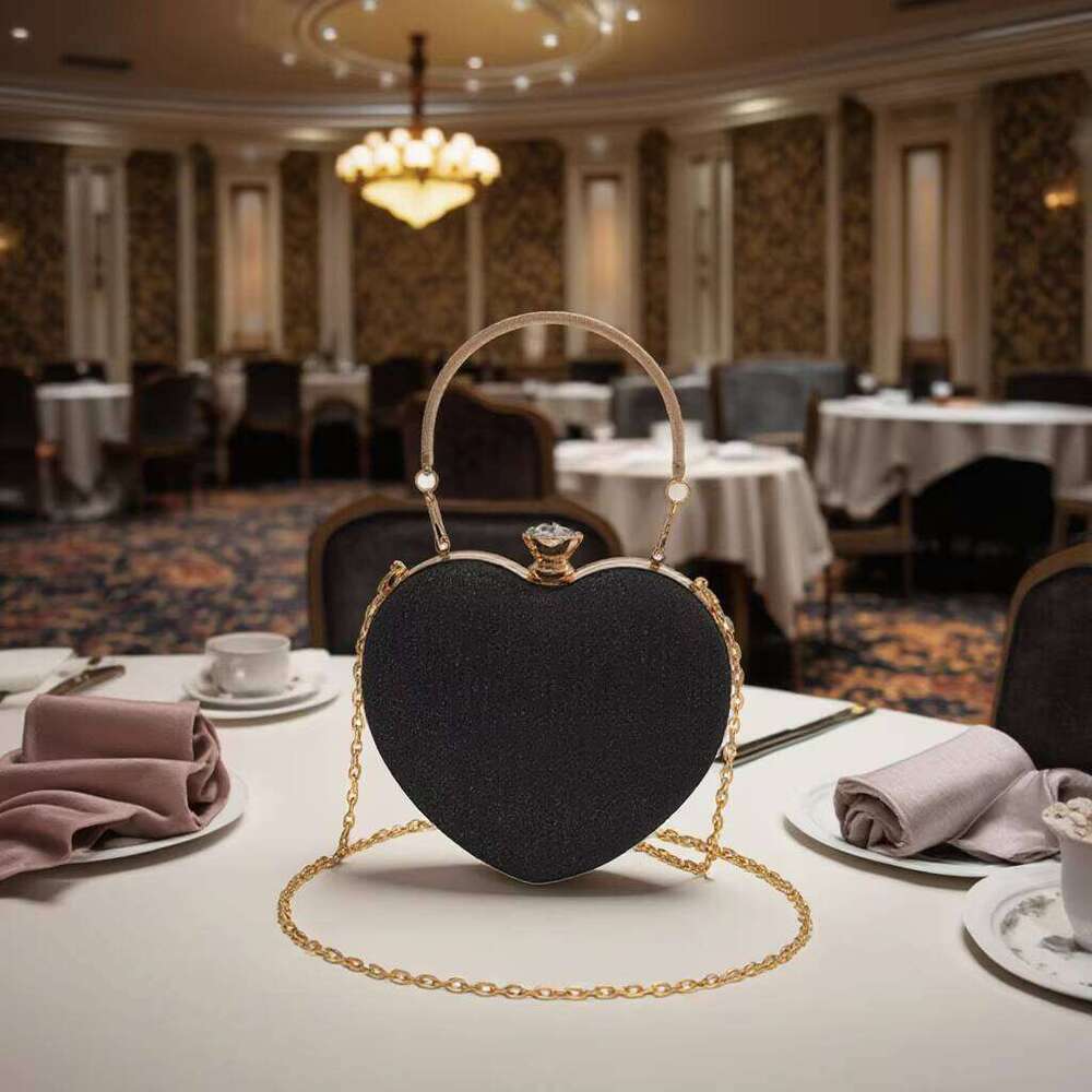 DHgadgets BESTELLA 2025 New Fashion Crossbody with Rhinestones Metal Portable Heart-shaped Shoulder Bag Geometric Pattern