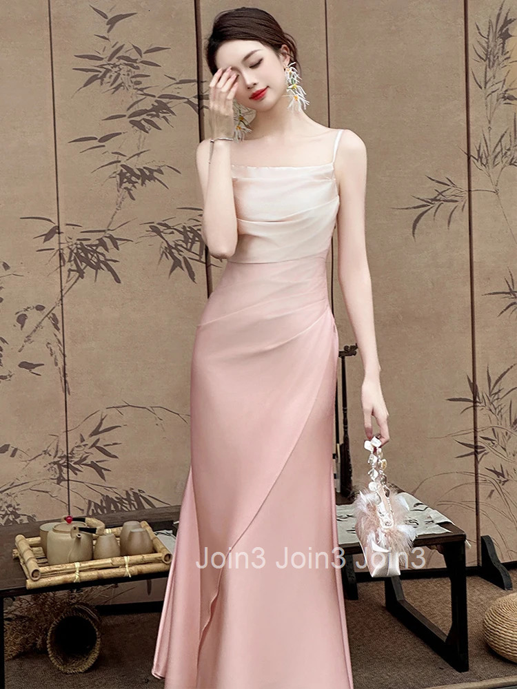 New Summer Fashion Lady Satin Vacation Evening Dress Women Clothing Sweet Sexy Strap Slim Long Party Prom Vestidos Fiesta Robe