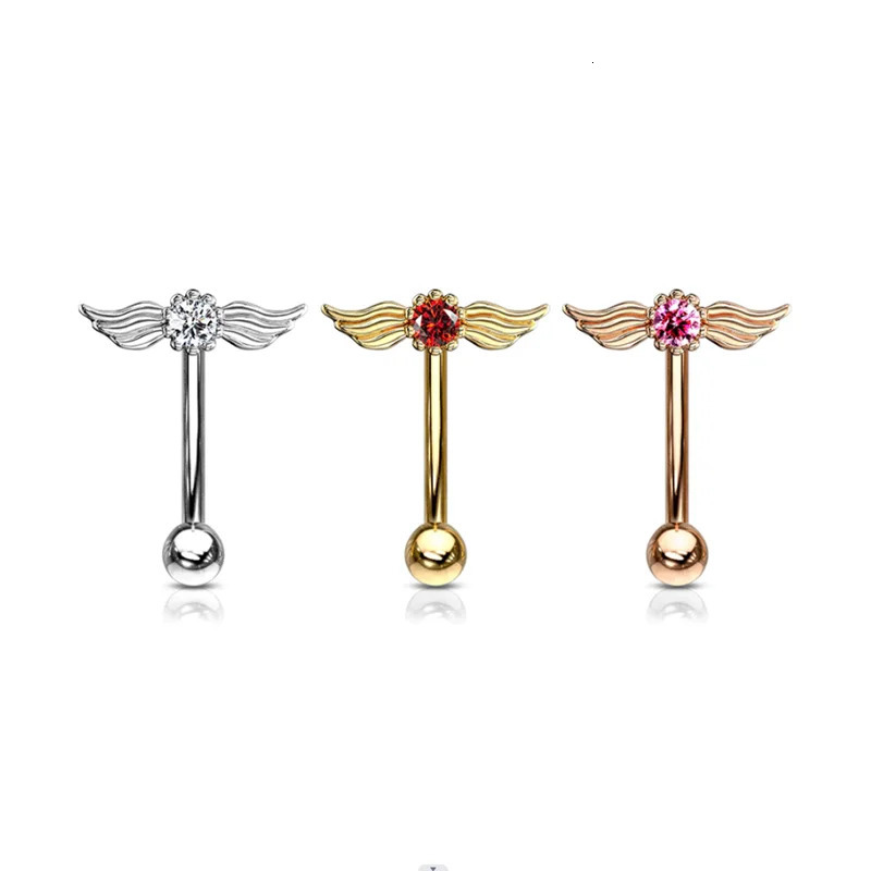 Crystal Star Eyebrow Piercing Jewelry Heart Curved Barbell Rook Earrings Tragus Helix Cartilage Angle Wing Ring 250613