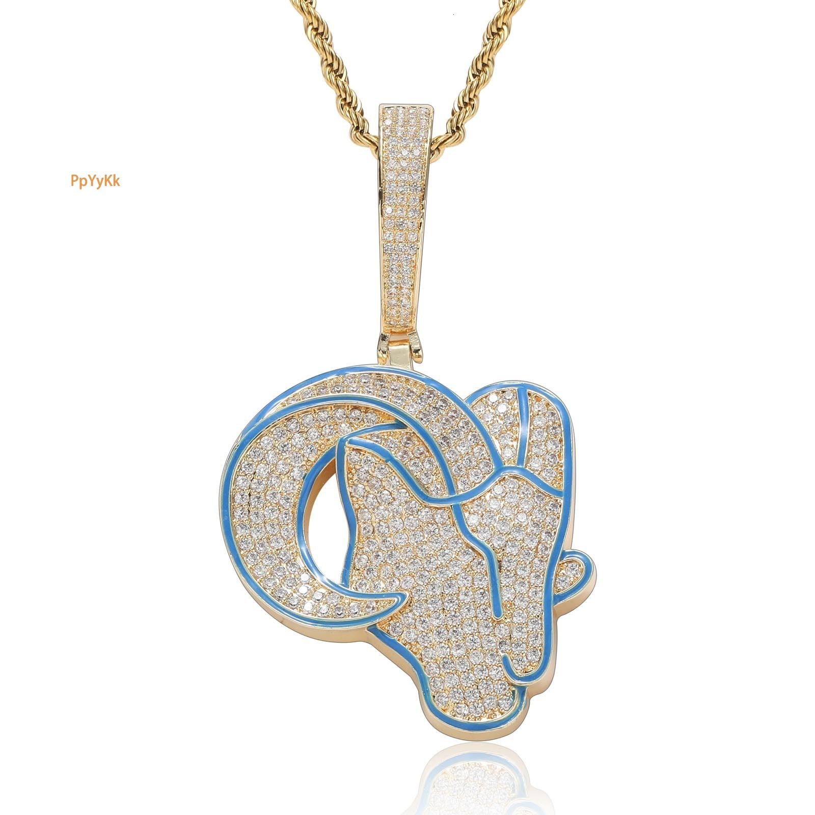 New Style Hip Hop Goat Pendant Ice Out Bling Trendy Men's Animal Necklace Labubu Accessory Pass the diamond tester
