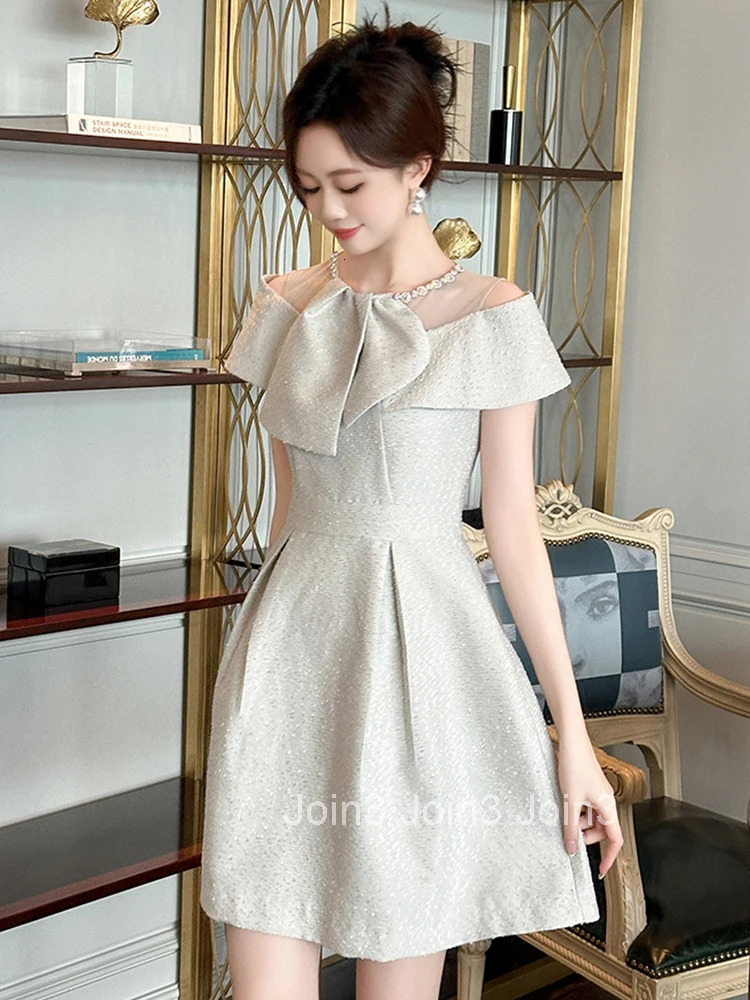 Women Clothes Sweet Sheer Sexy Off-Shoulder Slim A-Line Mini Short Dress Elegant Luxury Fashion Evening Party Prom Vestidos New