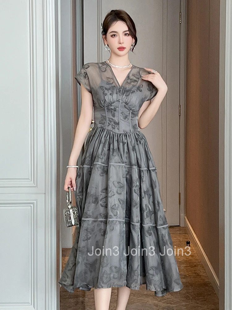 Summer Fashion Elegant Floral Print Evening Dress Women Retro Short Sleeve Corset Midi A-Line Party Prom Vestidos Street Clothes