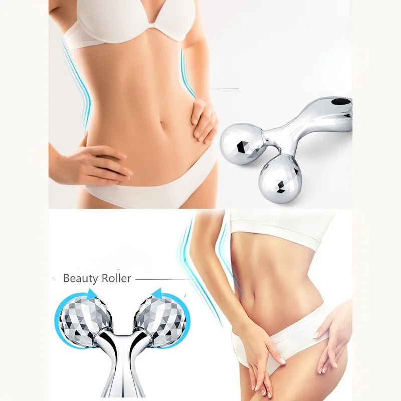 One Piece 3D Facial Roller Massage Tool 3D Roller Face Slimmer Manual Facial Massager Silver 250619