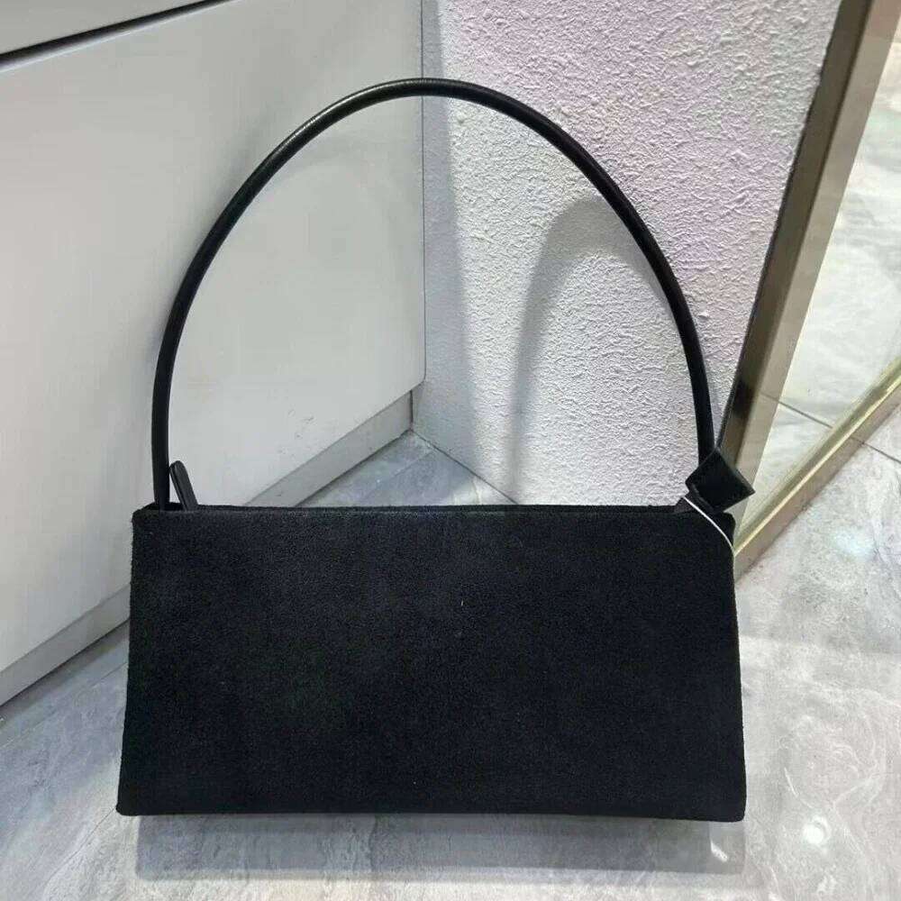 New Ins Chic Autumn All-Match Lady Underarm Shoulder Nubuck Leather Women Messenger Bag Coffee Red Color Suede Handbag