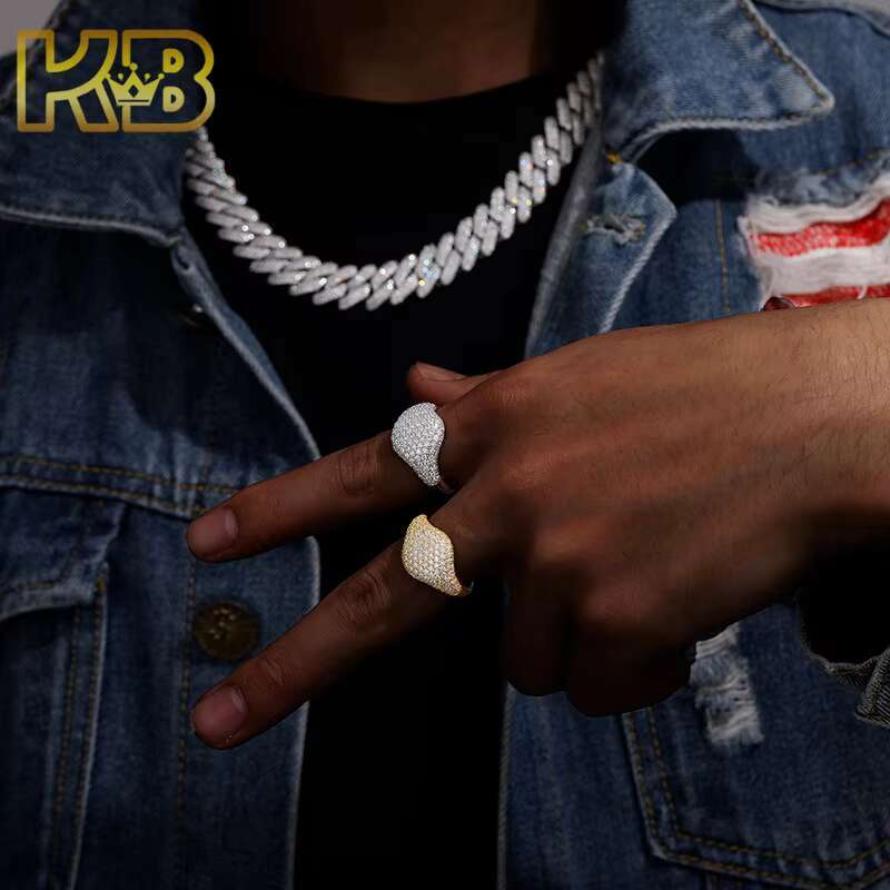 925 Sterling Silver Moissanite Diamond Ring Iced Out Hip Hop Style for Men Heavy Duty Big Face Bling Jewelry