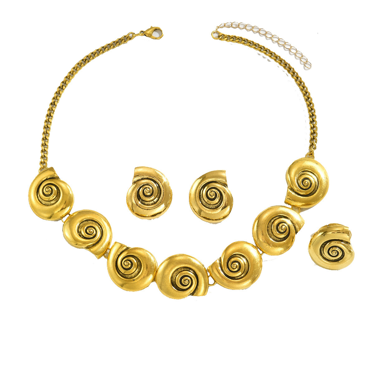 Trendy Jewelry Set Conch Thread Design Necklace Earrings High-end Sense Women's Accessories